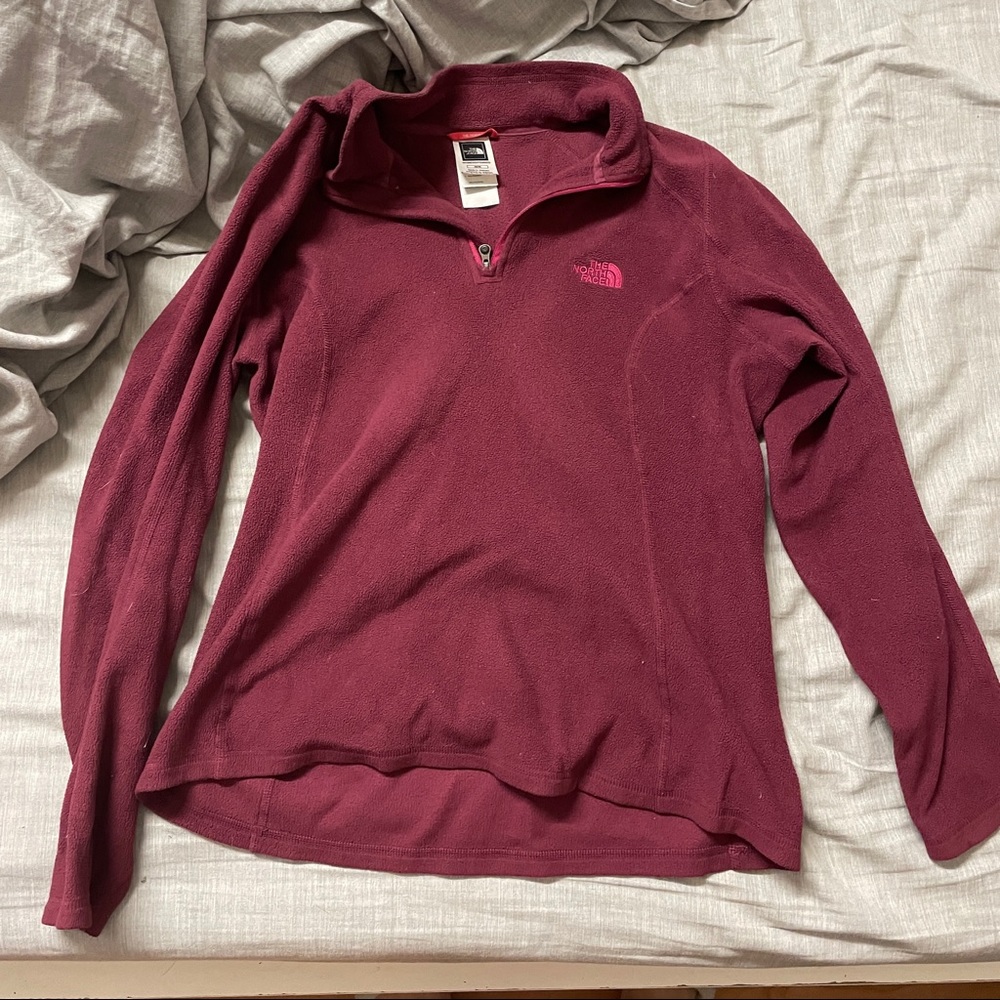 North Face maroon half zip up